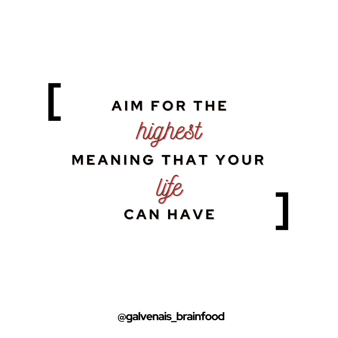 Aim for the highest meaning that your life can have quote galvenais brainfood